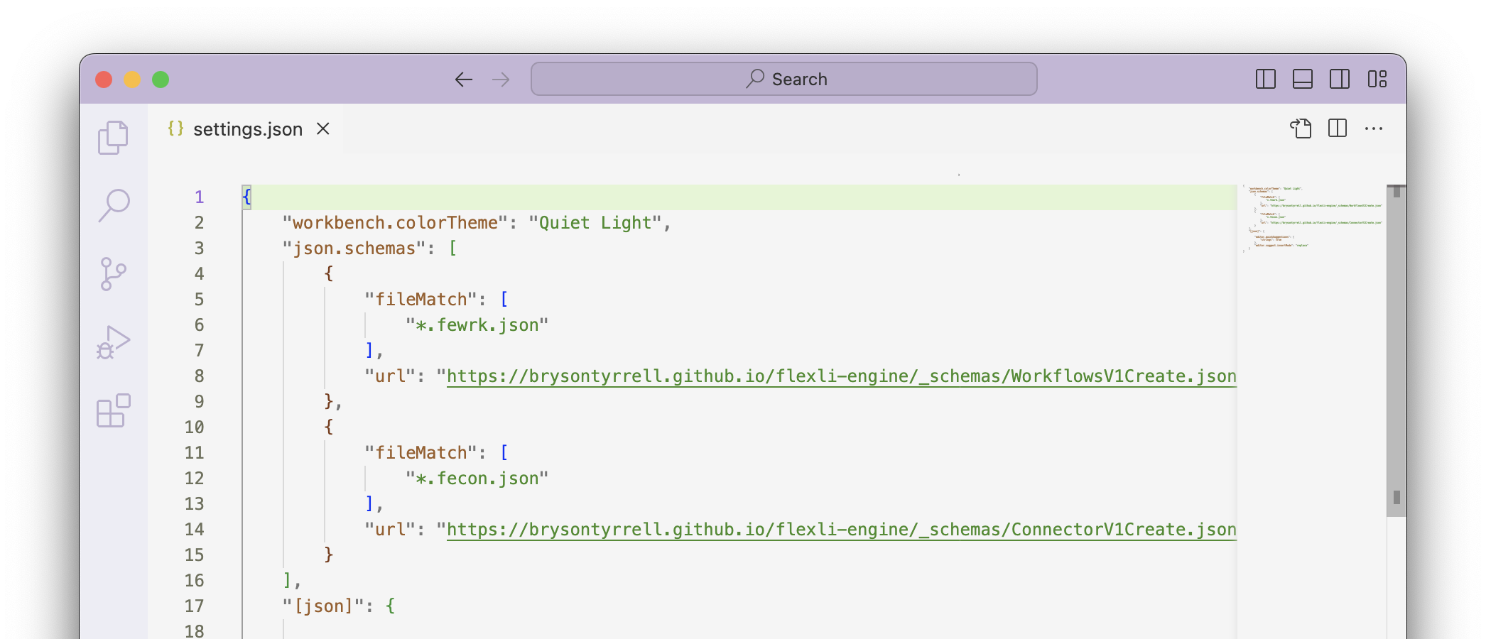 Match a filename or extension to the schema